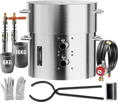 Vevor Propane Melting Furnace Kit 35lbs Capacity Dual Burner with Crucibles Tongs New