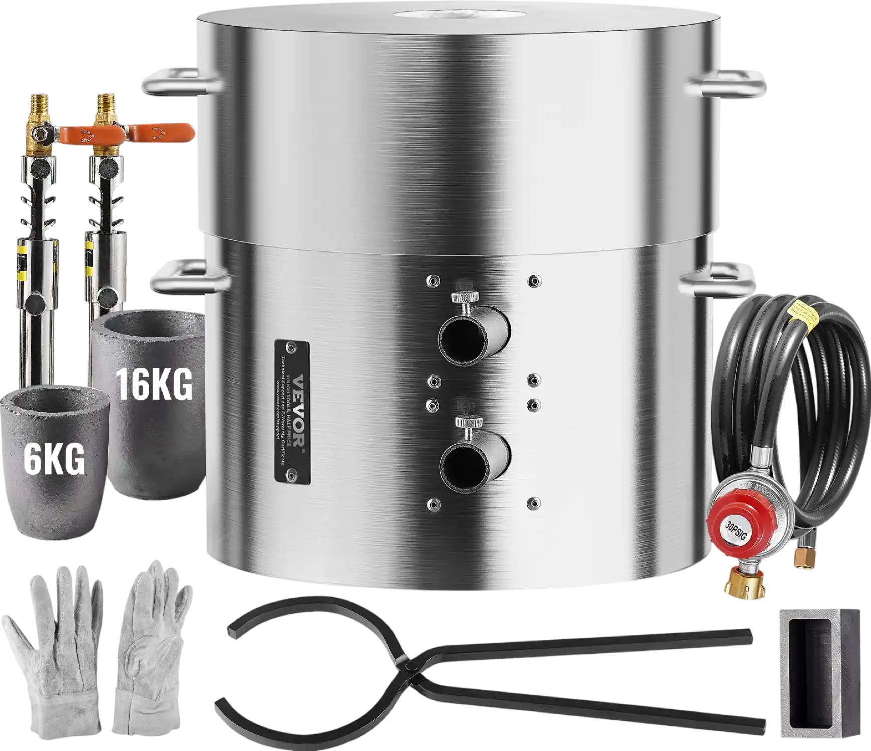 Vevor Propane Melting Furnace Kit 35lbs Capacity Dual Burner with Crucibles Tongs New