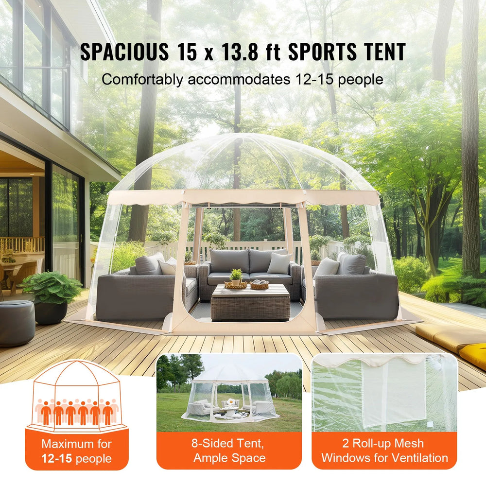 Vevor Sports Tent 15' x 15' Weatherproof Pop-Up Shelter for 12-15 People New