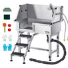 Vevor Pet Grooming Tub 34 in. with Shower Faucet Non-Slip Stairs Stainless Steel New
