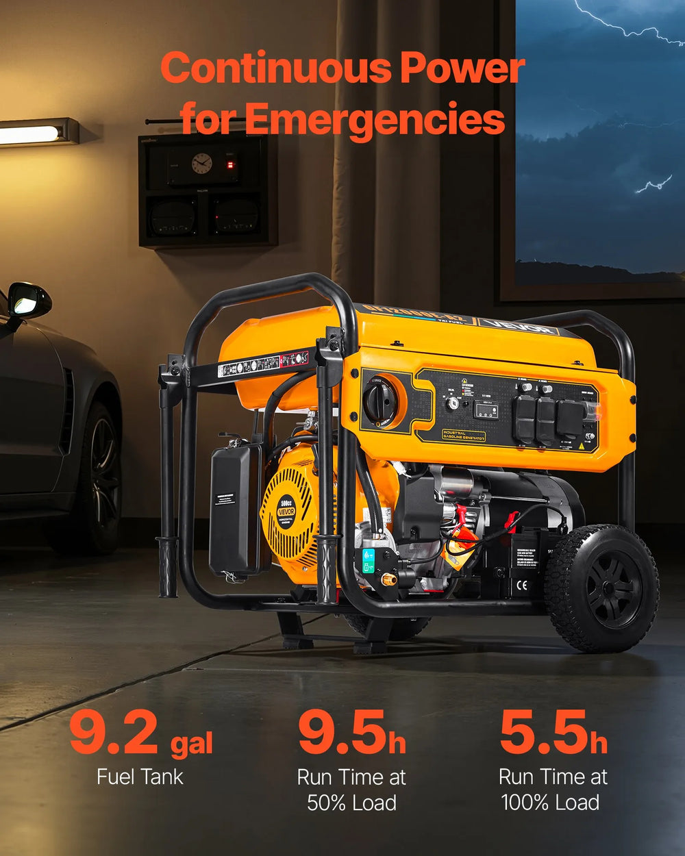 Vevor 9000W/13500W Generator Tri-Fuel Gas Propane Natural Gas 50A 120V/240V Electric Start CO Sensor New