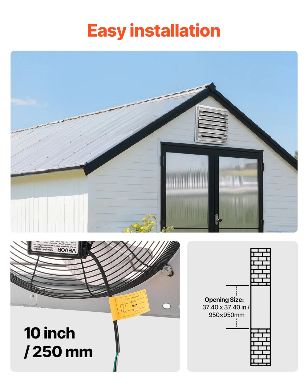 Vevor Shutter Exhaust Fan 36" Wall Mounted Ventilation with 11000 CFM New