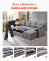 Vevor Sofa Bed U-Shaped 6-Seat Pull Out Sleeper Couch New