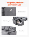 Vevor Sofa Bed U-Shaped 6-Seat Pull Out Sleeper Couch New