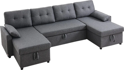 Vevor Sofa Bed U-Shaped 6-Seat Pull Out Sleeper Couch New