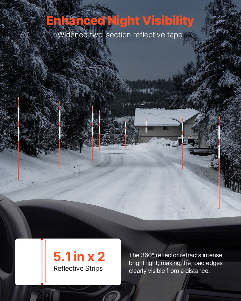 Vevor Driveway Markers 48" Hi-Visibility Reflectors 1/4" Dia. 500-pieces with Auger Bit New