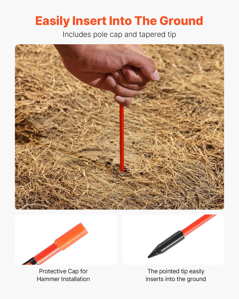 Vevor Driveway Markers 48" Hi-Visibility Reflectors 1/4" Dia. 500-pieces with Auger Bit New