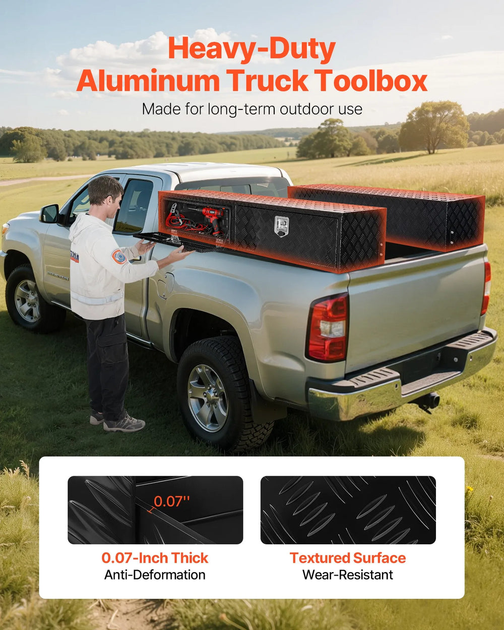 Vevor Truck Tool Box 88" x 16" x 13" Aluminum Topsider Dual Drop Doors Lockable New