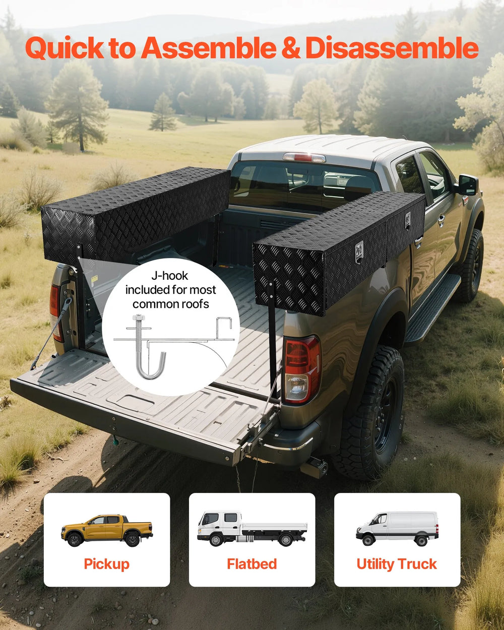 Vevor Truck Tool Box 88" x 16" x 13" Aluminum Topsider Dual Drop Doors Lockable New