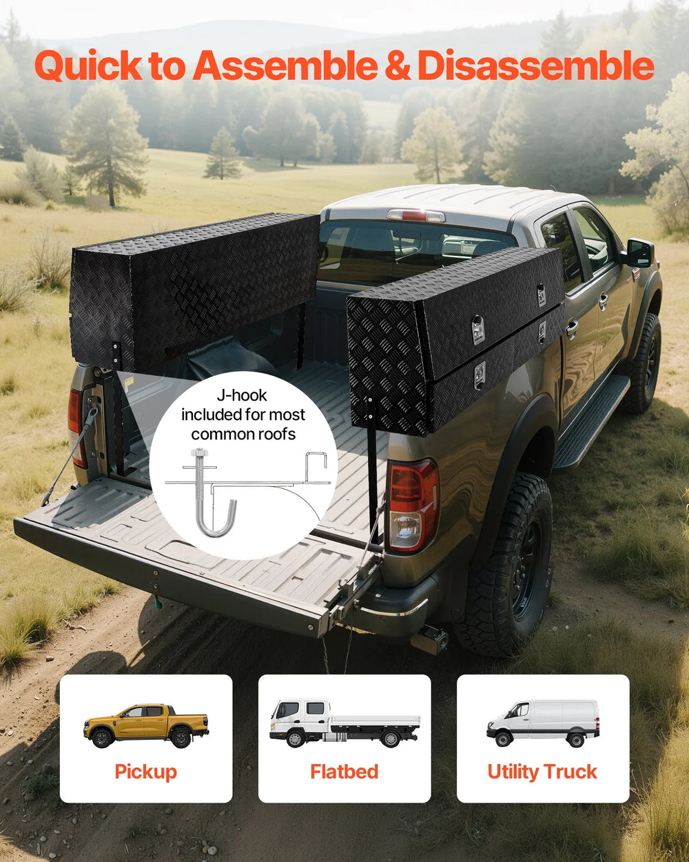 Vevor Truck Tool Box 81.5" x 13" x 21" with Dual Drawers Flip Up Door Aluminum New
