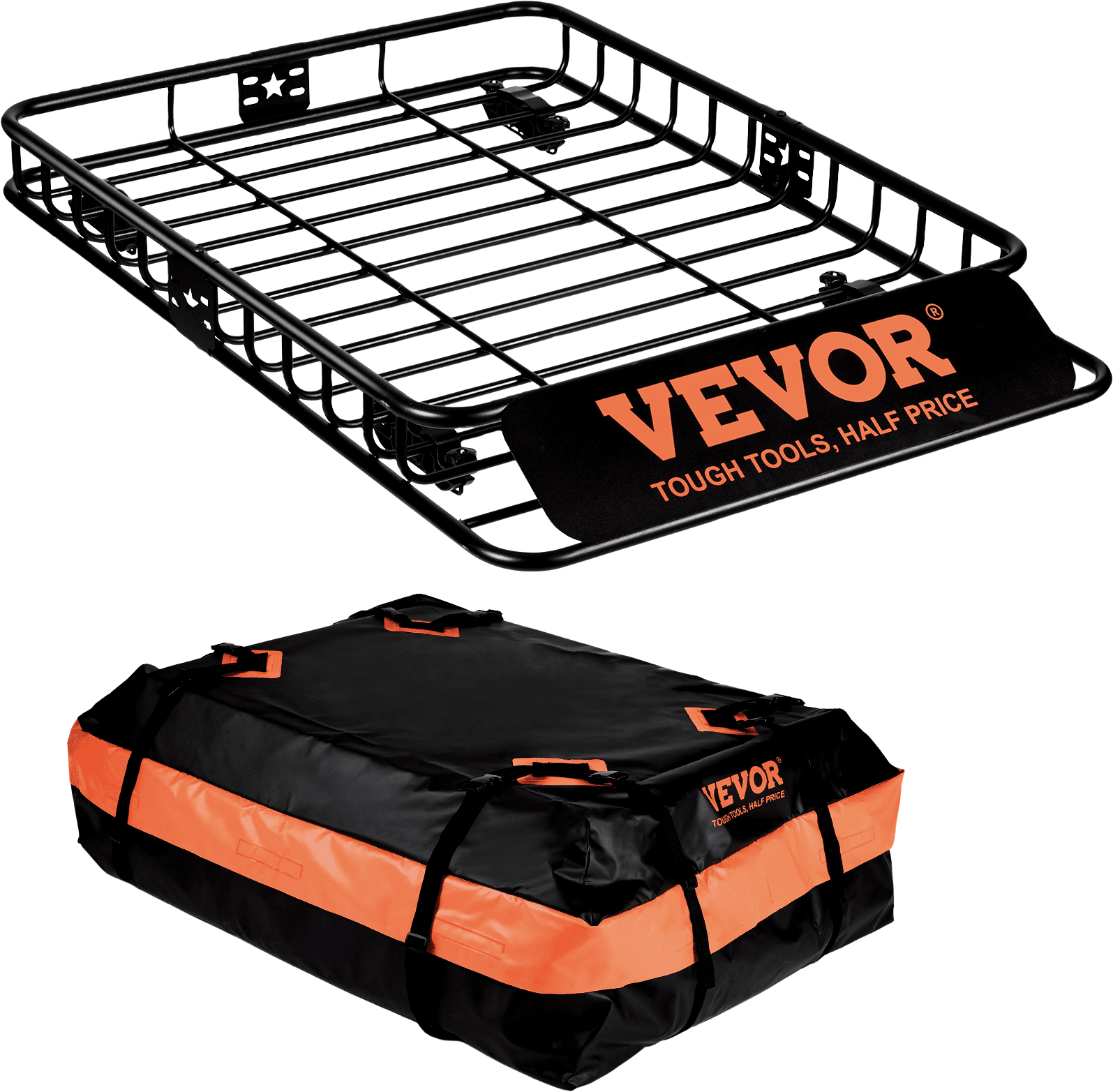 Vevor Roof Rack Cargo Basket with Luggage Bag 200 Lbs Capacity 51