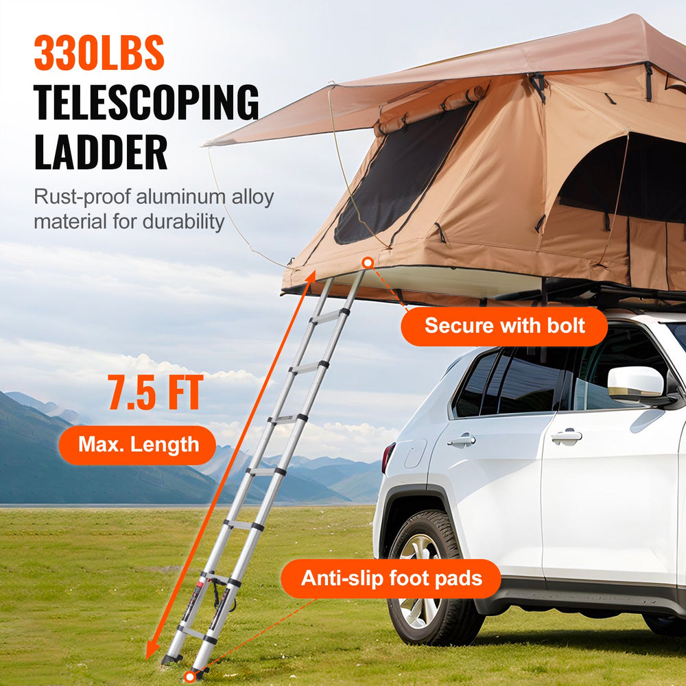 Vevor Rooftop Tent Square Hard Shell Waterproof for Jeep SUV Truck with Ladder New