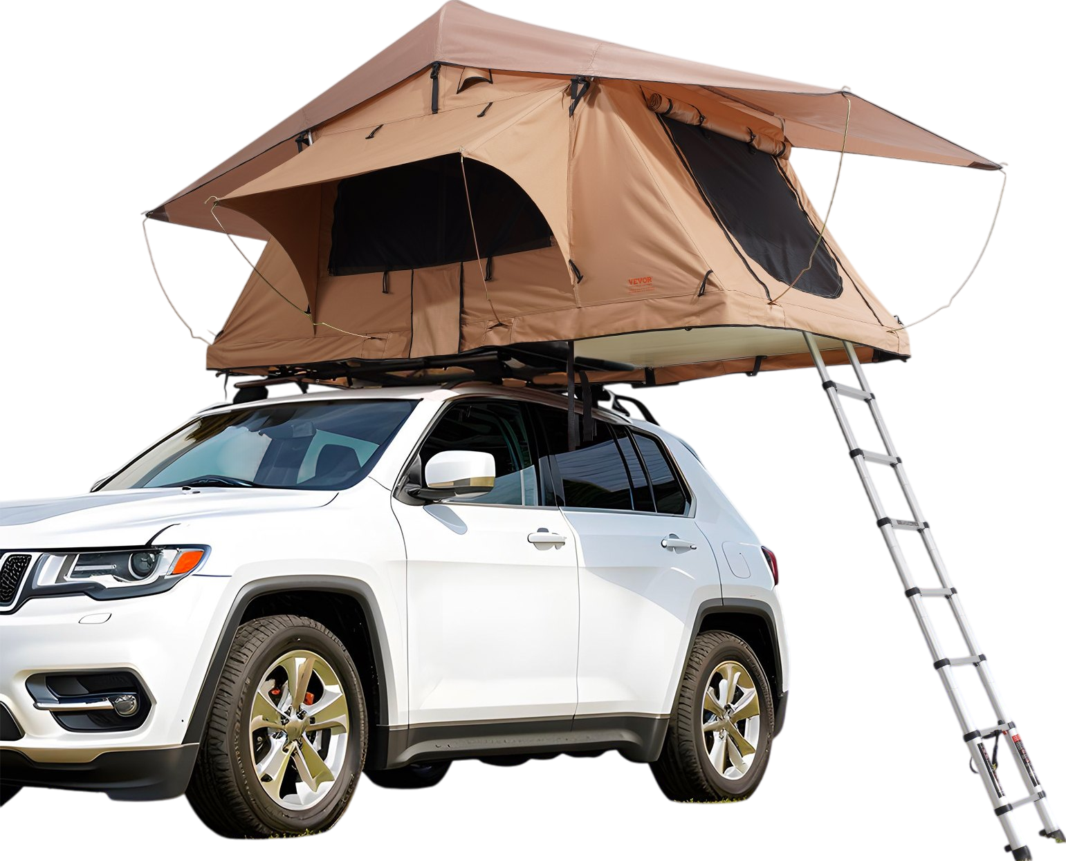 Vevor Rooftop Tent Square Hard Shell Waterproof for Jeep SUV Truck with Ladder New