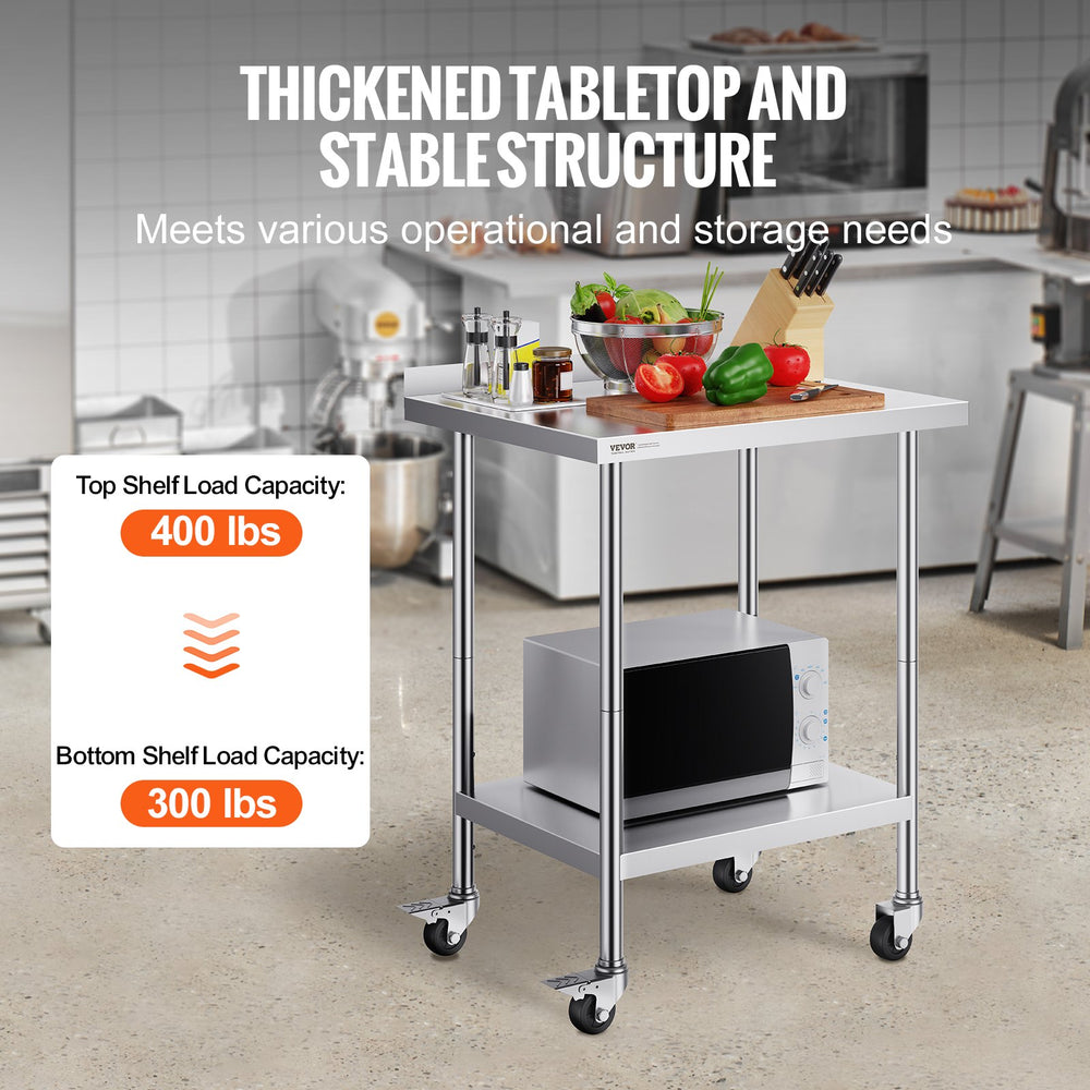 Vevor Work Table 24" x 30" Stainless Steel Food Prep Table with Casters New
