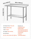 Vevor Work Table 24" x 48" Stainless Steel Food Prep Table with Backsplash New