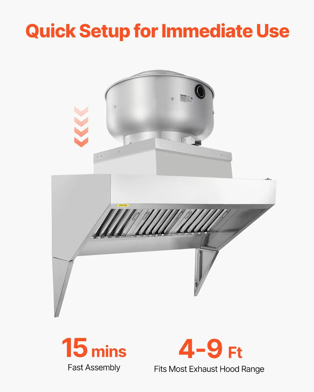 Vevor Restaurant Hood Exhaust Fan High Speed 2200 CFM Upblast 560W New