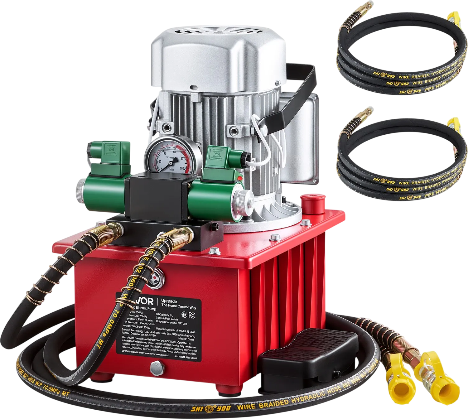 Vevor Hydraulic Pump Electric Driven 10,000 PSI Double Acting Solenoid Valve with Pedal 750W 120V New