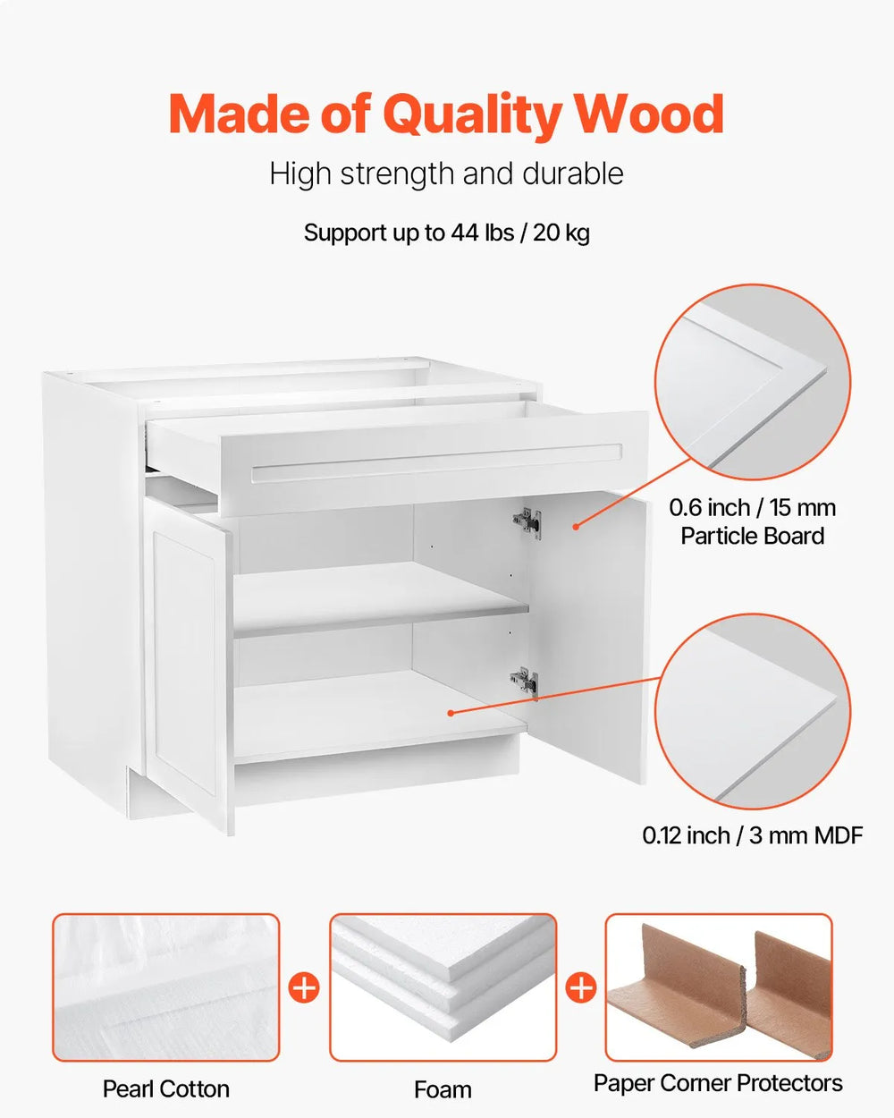 Vevor Shaker Base Cabinet 30" x 24" x 34.5" with Drawer Ready to Assemble New