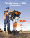 Vevor Plate Compactor Single Spring 6.5 HP Tamper 3600 lbs Impact Force 26" Depth New