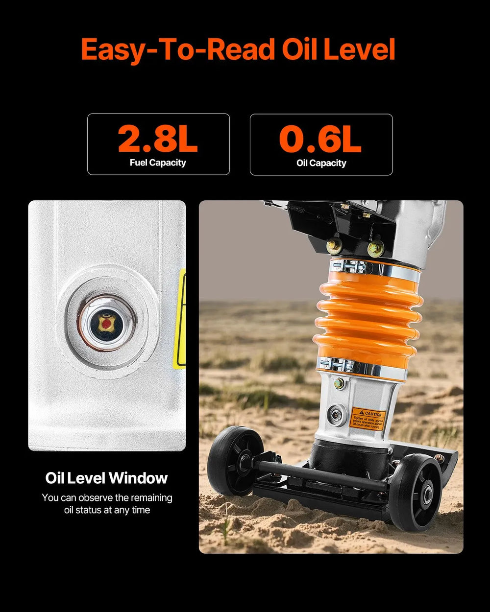 Vevor Plate Compactor Single Spring 6.5 HP Tamper 3600 lbs Impact Force 26" Depth New