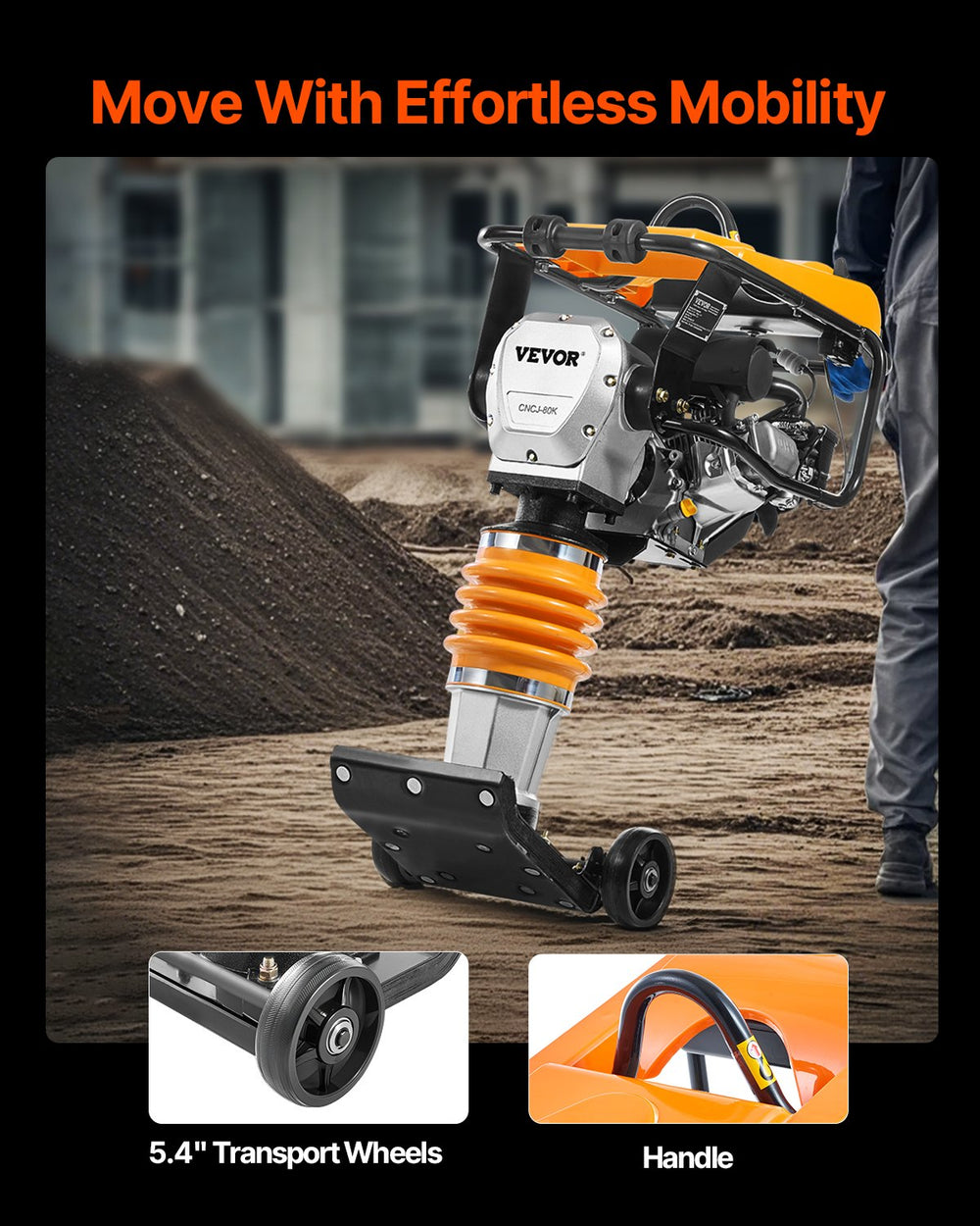 Vevor Tamper Compactor Four-Spring Jumping Jack 6.5HP 196CC New