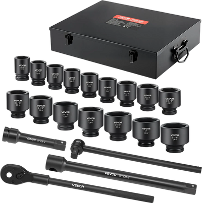 Vevor Impact Socket Set 21 Piece SAE 1-5/8 to 3-1/8 in. with Extension Bars 24 in. Ratchet New