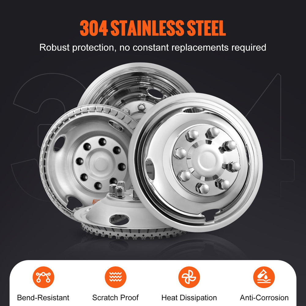 Vevor Wheel Simulators 16" 8 Lug for Ford F350 (1974-1998) Set of 4 Stainless Steel New