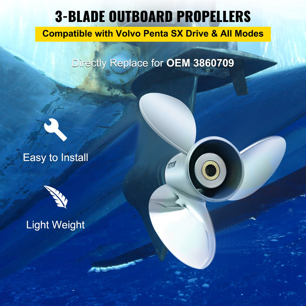 Vevor Outboard Propeller 3-Blade 14.5" x 21" Pitch Replacement for OEM 3860709 New