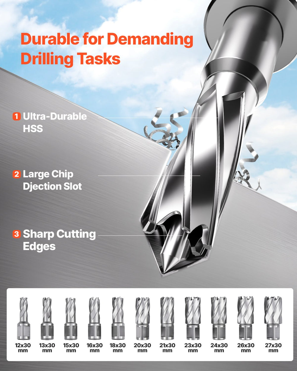 Vevor Magnetic Drill 1400W 12500N 40mm Boring Diameter with 11 Coring Bits New