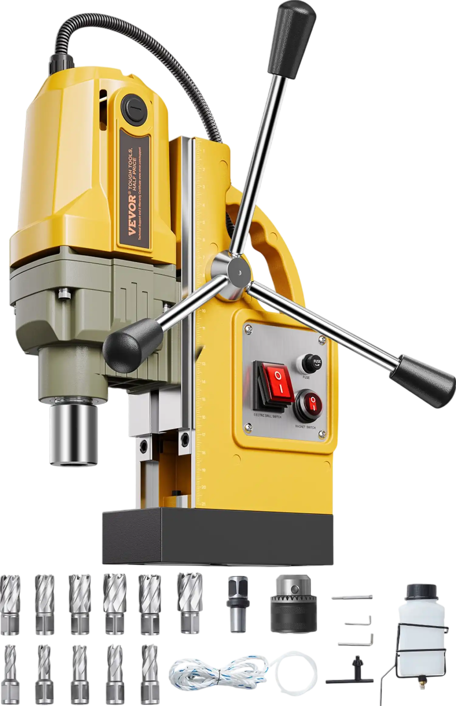 Vevor Magnetic Drill 1400W 12500N 40mm Boring Diameter with 11 Coring Bits New