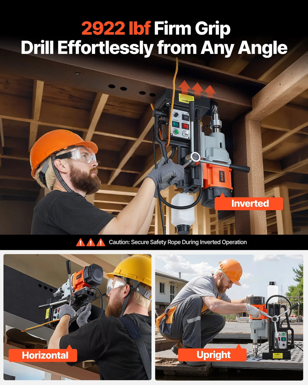 Vevor Magnetic Drill Press 1550W 2.4" Boring Diameter 0-600 RPM Adjustable Speed New