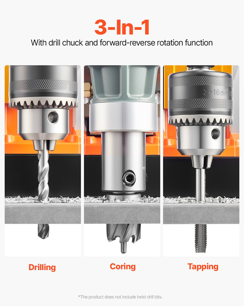 Vevor Magnetic Drill Press 1450W 800 RPM with 2 Coring Bits New