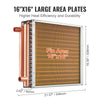 Vevor Heat Exchanger Water to Air 16" x 16" with 3-Row 3/8" Copper Ports 193 Aluminum Fins New