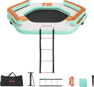 Vevor Inflatable Floating Dock 8.5 ft Hexagon with Mesh Pool Detachable Ladder New