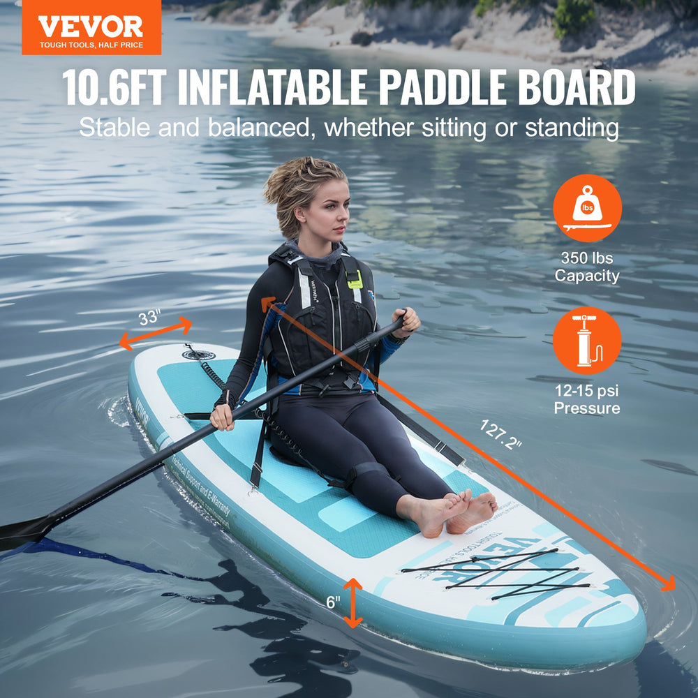 Vevor Inflatable Stand Up Paddle Board 10.6 Ft. with Removable Kayak Seat New