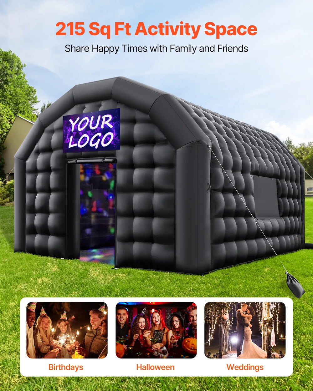 Vevor Inflatable Nightclub 16.4' x 13.1' x 12.5' Blow-Up Party Tent 215 Sq Ft 680W Blower New