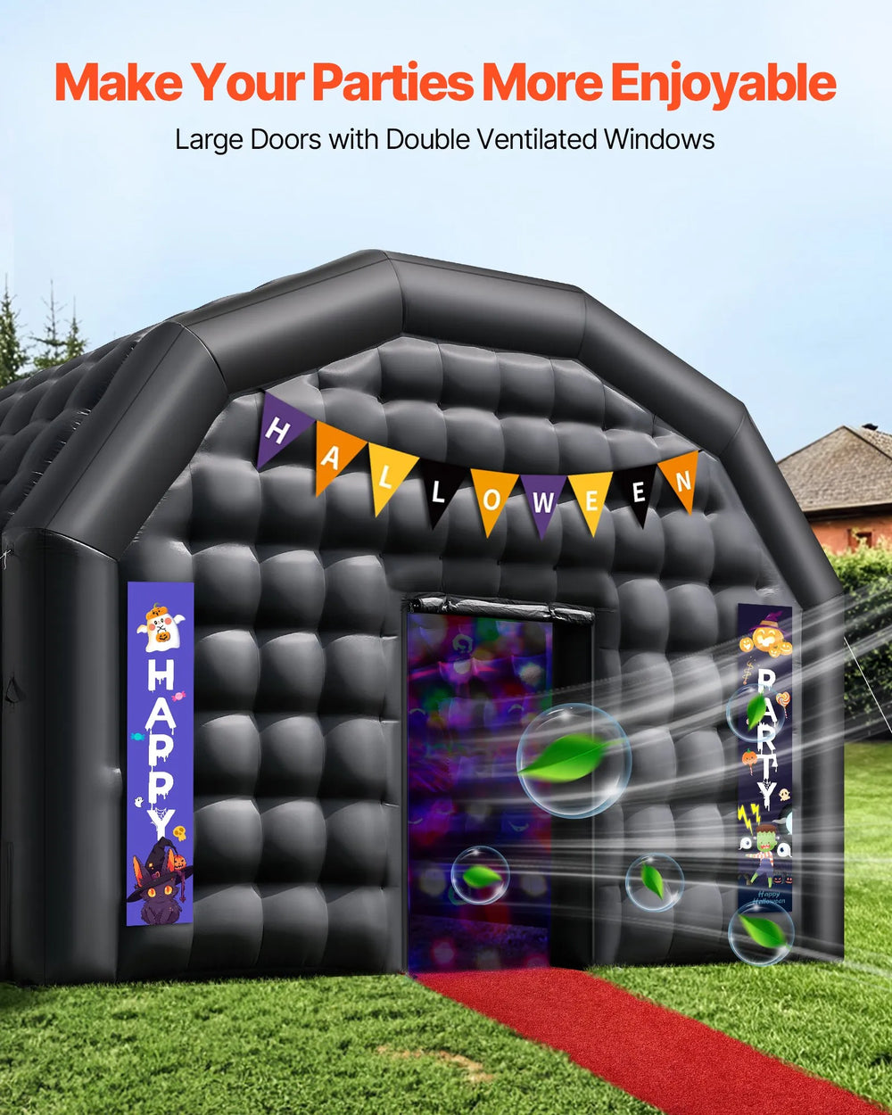 Vevor Inflatable Nightclub 26.2' x 19.7' x 13.1' Blow-Up Party Tent 517 Sq Ft Waterproof 1100W Blower New