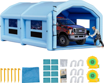 Vevor Inflatable Paint Booth 32.81' x 19.69' x 13.12' Spray Tent 950W 1100W Blowers Air Filter System New