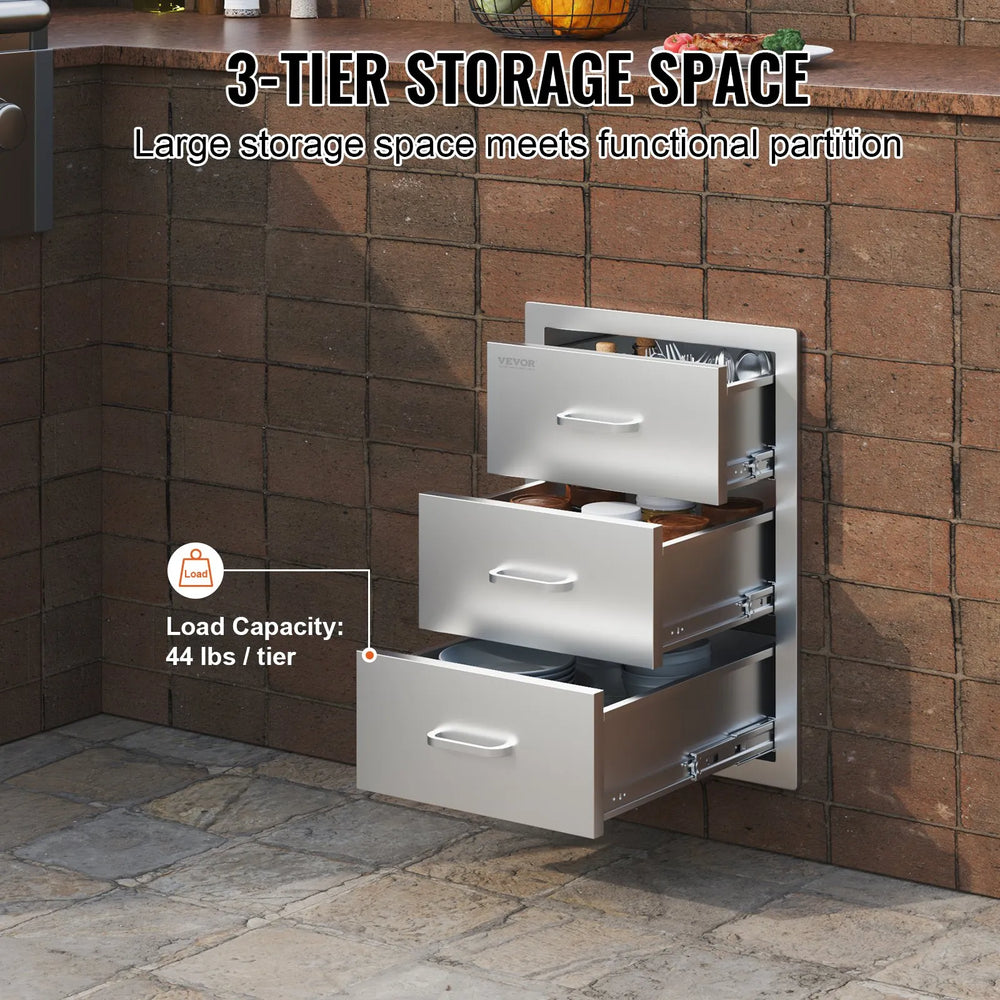 Vevor Outdoor Kitchen Chest of Drawers 16" x 18" x 21.5" Stainless Steel New