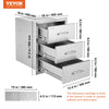 Vevor Outdoor Kitchen Chest of Drawers 16" x 18" x 21.5" Stainless Steel New