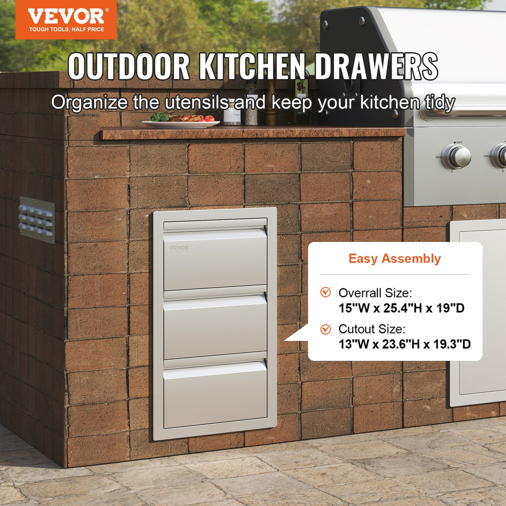 Vevor Outdoor Kitchen Drawers 14.7" x 25.4" x 18.7" Box Frame Style Stainless Steel New