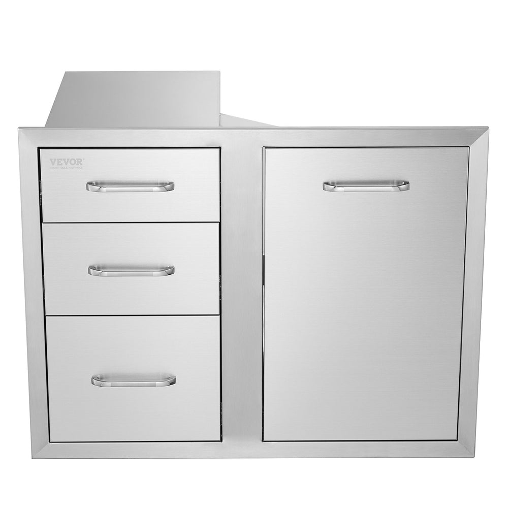 Vevor Outdoor Kitchen Drawer Combo with Garbage Ring 29.5"W x 22.6"H x 21.7"D Stainless Steel New