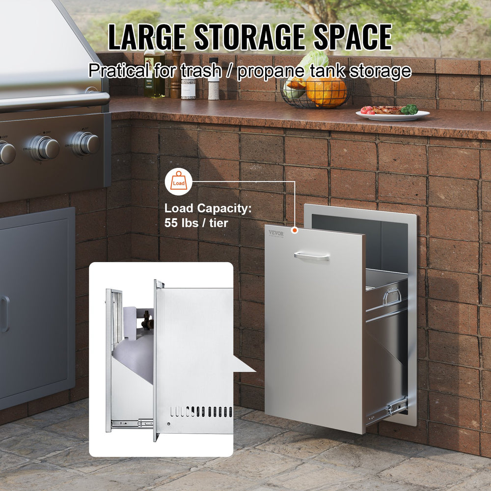Vevor Outdoor Kitchen Drawer 16" x 16" x 24.4" Stainless Steel Pull Out New