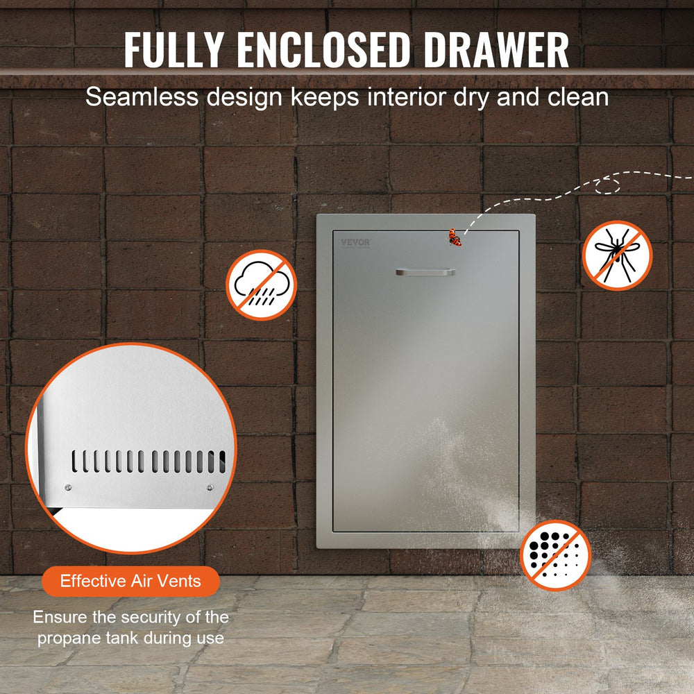 Vevor Outdoor Kitchen Drawer 16" x 16" x 24.4" Stainless Steel Pull Out New