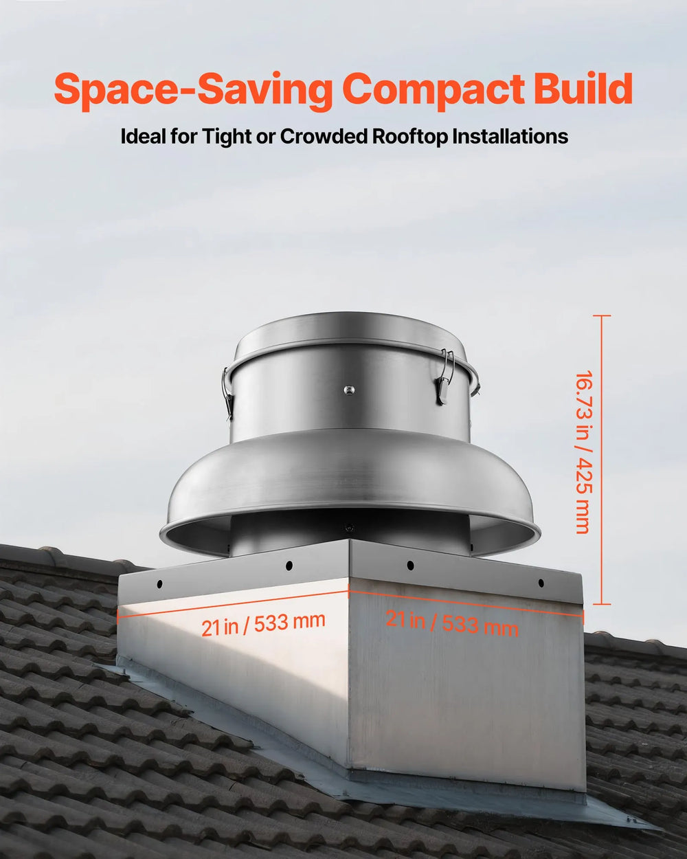 Vevor Roof Exhaust Fan 21" Base with 900/1500 CFM Adjustable Airflow New