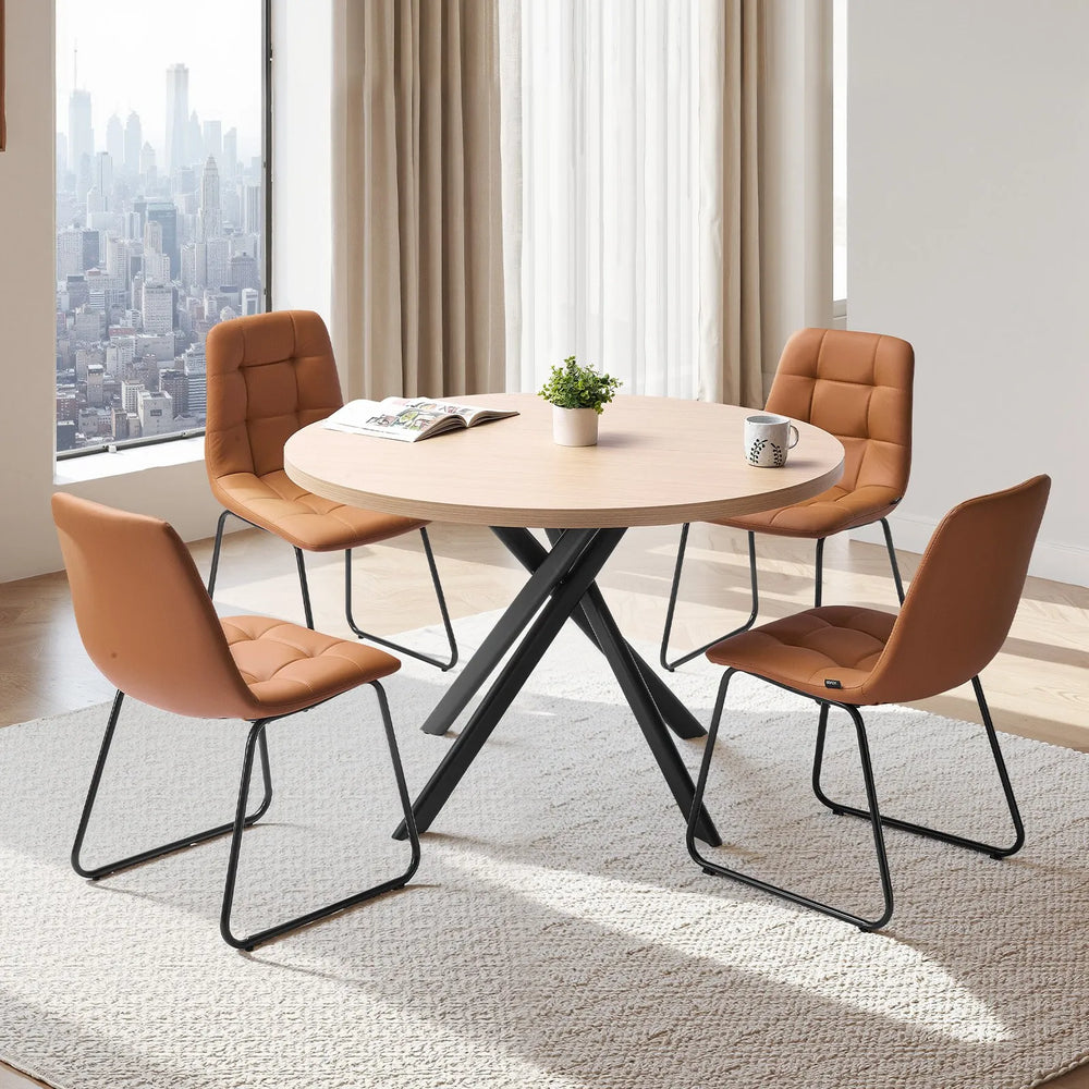 Vevor Dining Table 5-Piece Set with 4 Upholstered Leather Chairs New