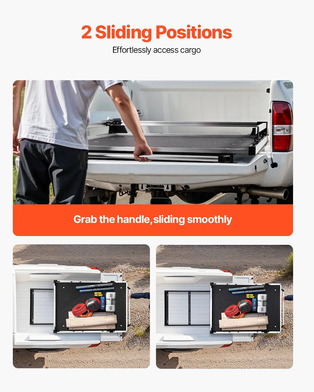 Vevor Truck Bed Organizer 65" x 48" Slide-Out Tray 1,000 lb. Capacity New