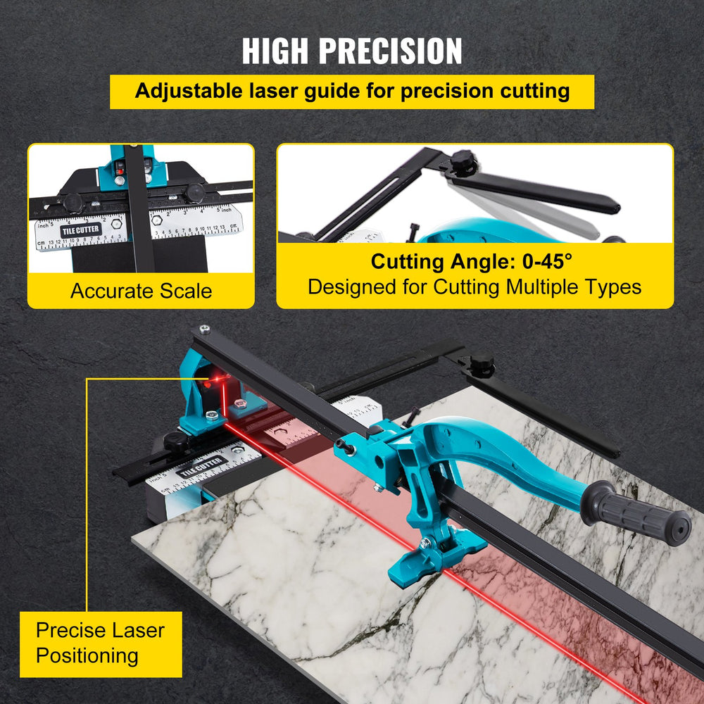 Vevor Tile Cutter 47-inch Manual Tool with Precise Laser Guide 0-45° Cut Angle New