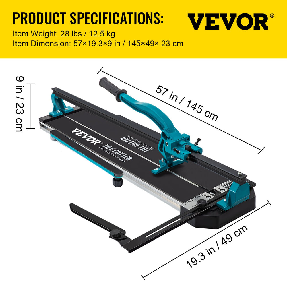 Vevor Tile Cutter 47-inch Manual Tool with Precise Laser Guide 0-45° Cut Angle New
