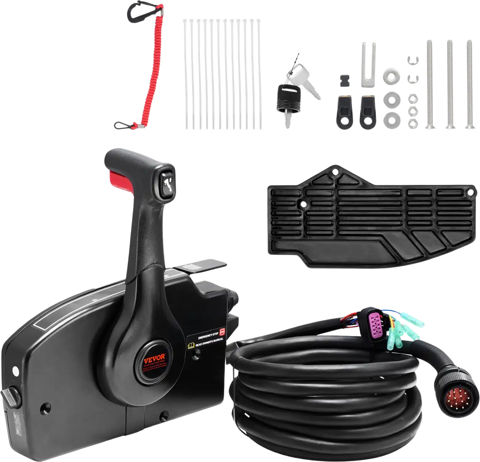 Vevor Boat Throttle Control w/ Power Trim Switch Side-Mounted Outboard for Mercury PT 4-Stroke New